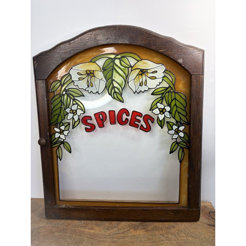 Vintage Emson Handmade Wooden Rustic Spice Herb Rack DOOR ONLY Kitchen DECOR
